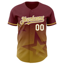 Load image into Gallery viewer, Custom Burgundy Old Gold-White 3D Pattern Design Gradient Style Twinkle Star Authentic Baseball Jersey