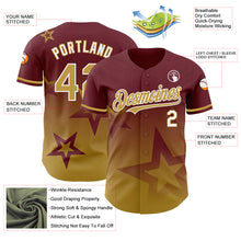 Load image into Gallery viewer, Custom Burgundy Old Gold-White 3D Pattern Design Gradient Style Twinkle Star Authentic Baseball Jersey