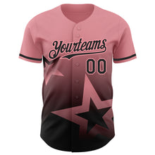 Load image into Gallery viewer, Custom Medium Pink Black 3D Pattern Design Gradient Style Twinkle Star Authentic Baseball Jersey