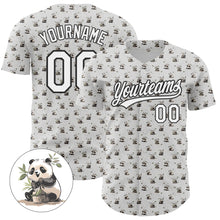 Load image into Gallery viewer, Custom White Black 3D Pattern Design Animal Panda Authentic Baseball Jersey