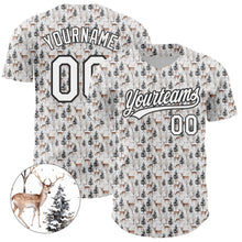 Load image into Gallery viewer, Custom White Black 3D Pattern Design Animal Deer Authentic Baseball Jersey