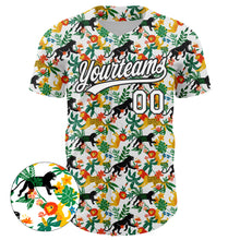 Load image into Gallery viewer, Custom White Black 3D Pattern Design Animal Lion And Leopard Authentic Baseball Jersey