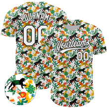 Load image into Gallery viewer, Custom White Black 3D Pattern Design Animal Lion And Leopard Authentic Baseball Jersey