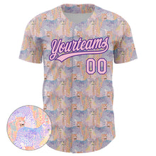 Laden Sie das Bild in den Galerie-Viewer, Custom Light Pink Purple 3D Pattern Design Animal Leopard Authentic Baseball Jersey