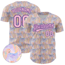 Laden Sie das Bild in den Galerie-Viewer, Custom Light Pink Purple 3D Pattern Design Animal Leopard Authentic Baseball Jersey