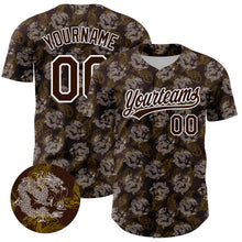 Laden Sie das Bild in den Galerie-Viewer, Custom Brown White 3D Pattern Design Animal Loongfeng Authentic Baseball Jersey