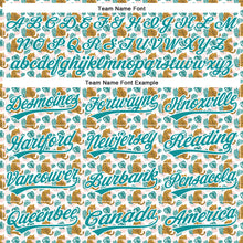 Load image into Gallery viewer, Custom White Teal 3D Pattern Design Animal Leopard Authentic Baseball Jersey