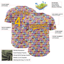 Laden Sie das Bild in den Galerie-Viewer, Custom Pink Yellow-Purple 3D Pattern Design Animal Funny Monster Authentic Baseball Jersey