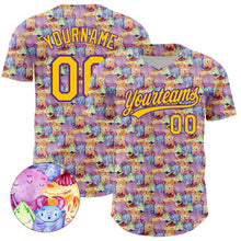 Laden Sie das Bild in den Galerie-Viewer, Custom Pink Yellow-Purple 3D Pattern Design Animal Funny Monster Authentic Baseball Jersey