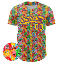 Laden Sie das Bild in den Galerie-Viewer, Custom Pink Yellow-Purple 3D Pattern Design Animal Funny Monster Authentic Baseball Jersey