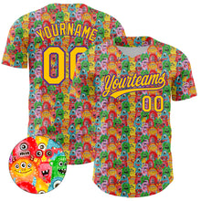 Laden Sie das Bild in den Galerie-Viewer, Custom Pink Yellow-Purple 3D Pattern Design Animal Funny Monster Authentic Baseball Jersey
