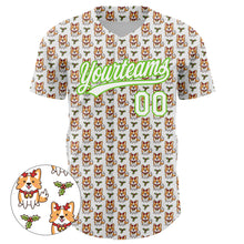 Load image into Gallery viewer, Custom White Aurora Green 3D Pattern Design Animal Dog Authentic Baseball Jersey