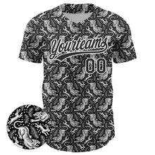 Load image into Gallery viewer, Custom Black White 3D Pattern Design Animal Tiger And Rabbit Authentic Baseball Jersey