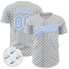 Load image into Gallery viewer, Custom Gray Light Blue-White 3D Pattern Design Animal Bear Surfing Authentic Baseball Jersey