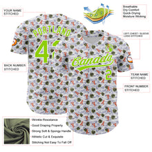 Загрузить изображение в средство просмотра галереи, Custom White Neon Green 3D Pattern Design Animal Lobster And Hawaii Palm Trees Authentic Baseball Jersey