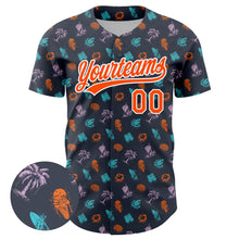 Load image into Gallery viewer, Custom Navy Orange-White 3D Pattern Design Ice Cream And Hawaii Palm Trees Authentic Baseball Jersey