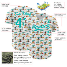 Загрузить изображение в средство просмотра галереи, Custom White Aqua 3D Pattern Design Animal Leopard And Hawaii Palm Trees Authentic Baseball Jersey