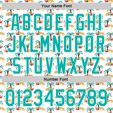 Загрузить изображение в средство просмотра галереи, Custom White Aqua 3D Pattern Design Animal Leopard And Hawaii Palm Trees Authentic Baseball Jersey