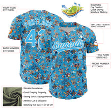 Load image into Gallery viewer, Custom Sky Blue White 3D Pattern Design Animal Bear And Hawaii Palm Trees Authentic Baseball Jersey