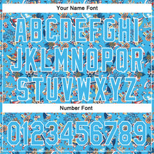 Load image into Gallery viewer, Custom Sky Blue White 3D Pattern Design Animal Bear And Hawaii Palm Trees Authentic Baseball Jersey