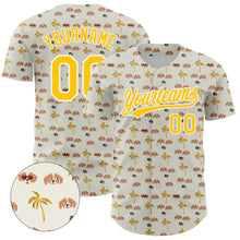 Загрузить изображение в средство просмотра галереи, Custom White Yellow 3D Pattern Design Animal Dog And Hawaii Palm Trees Authentic Baseball Jersey