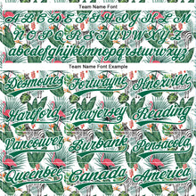 Laden Sie das Bild in den Galerie-Viewer, Custom White Kelly Green 3D Pattern Design Animal Zebra Flamingo And Hawaii Palm Leaves Authentic Baseball Jersey