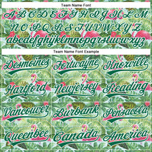 Laden Sie das Bild in den Galerie-Viewer, Custom White Kelly Green 3D Pattern Design Animal Flamingo And Hawaii Palm Leaves Authentic Baseball Jersey
