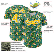 Laden Sie das Bild in den Galerie-Viewer, Custom Green White-Yellow 3D Pattern Design Animal Flamingo And Hawaii Palm Leaves Authentic Baseball Jersey