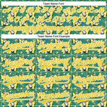 Laden Sie das Bild in den Galerie-Viewer, Custom Green White-Yellow 3D Pattern Design Animal Flamingo And Hawaii Palm Leaves Authentic Baseball Jersey