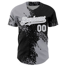 Laden Sie das Bild in den Galerie-Viewer, Custom Gray Black-White 3D Pattern Design Abstract Brush Stroke Authentic Baseball Jersey