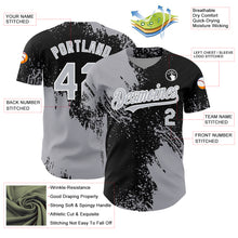 Laden Sie das Bild in den Galerie-Viewer, Custom Gray Black-White 3D Pattern Design Abstract Brush Stroke Authentic Baseball Jersey