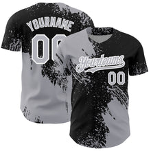 Laden Sie das Bild in den Galerie-Viewer, Custom Gray Black-White 3D Pattern Design Abstract Brush Stroke Authentic Baseball Jersey