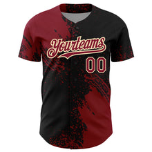 Charger l'image dans la galerie, Custom Crimson Black-Cream 3D Pattern Design Abstract Brush Stroke Authentic Baseball Jersey