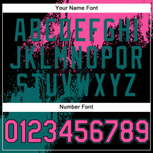 Load image into Gallery viewer, Custom Pink Black-Teal 3D Pattern Design Abstract Brush Stroke Authentic Baseball Jersey