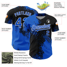 Load image into Gallery viewer, Custom Thunder Blue Black-White 3D Pattern Design Abstract Brush Stroke Authentic Baseball Jersey
