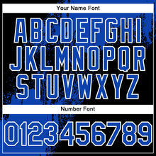 Load image into Gallery viewer, Custom Thunder Blue Black-White 3D Pattern Design Abstract Brush Stroke Authentic Baseball Jersey