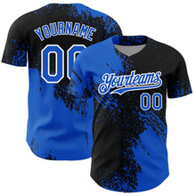 Load image into Gallery viewer, Custom Thunder Blue Black-White 3D Pattern Design Abstract Brush Stroke Authentic Baseball Jersey