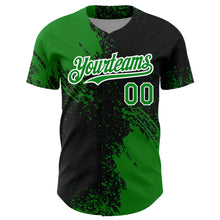 Load image into Gallery viewer, Custom Grass Green Black-White 3D Pattern Design Abstract Brush Stroke Authentic Baseball Jersey