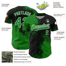 Load image into Gallery viewer, Custom Grass Green Black-White 3D Pattern Design Abstract Brush Stroke Authentic Baseball Jersey