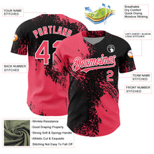 Laden Sie das Bild in den Galerie-Viewer, Custom Neon Pink Black-White 3D Pattern Design Abstract Brush Stroke Authentic Baseball Jersey