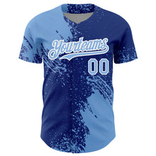 Charger l'image dans la galerie, Custom Light Blue Royal-White 3D Pattern Design Abstract Brush Stroke Authentic Baseball Jersey