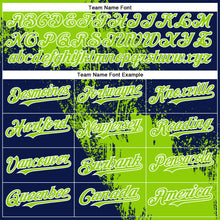 Load image into Gallery viewer, Custom Neon Green Navy-White 3D Pattern Design Abstract Brush Stroke Authentic Baseball Jersey