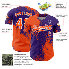 Load image into Gallery viewer, Custom Orange Purple-White 3D Pattern Design Abstract Brush Stroke Authentic Baseball Jersey