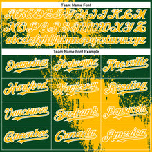 Load image into Gallery viewer, Custom Gold Green-White 3D Pattern Design Abstract Brush Stroke Authentic Baseball Jersey