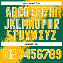 Load image into Gallery viewer, Custom Gold Kelly Green-White 3D Pattern Design Abstract Brush Stroke Authentic Baseball Jersey