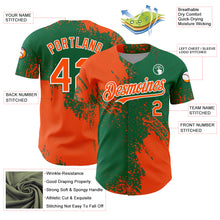 Laden Sie das Bild in den Galerie-Viewer, Custom Orange Kelly Green-White 3D Pattern Design Abstract Brush Stroke Authentic Baseball Jersey