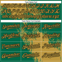 Laden Sie das Bild in den Galerie-Viewer, Custom Old Gold Kelly Green-Black 3D Pattern Design Abstract Brush Stroke Authentic Baseball Jersey