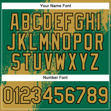 Laden Sie das Bild in den Galerie-Viewer, Custom Old Gold Kelly Green-Black 3D Pattern Design Abstract Brush Stroke Authentic Baseball Jersey