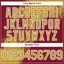 Load image into Gallery viewer, Custom Old Gold Crimson-White 3D Pattern Design Abstract Brush Stroke Authentic Baseball Jersey