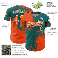 Laden Sie das Bild in den Galerie-Viewer, Custom Orange Teal-White 3D Pattern Design Abstract Brush Stroke Authentic Baseball Jersey